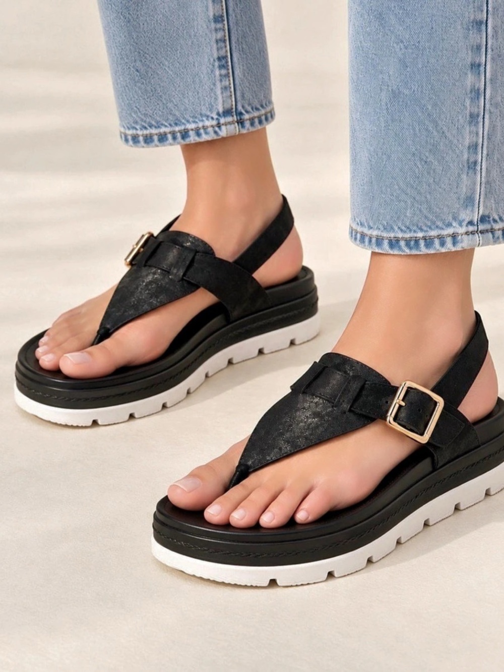 J/Slides NYC Simply Platform Leather Slide
